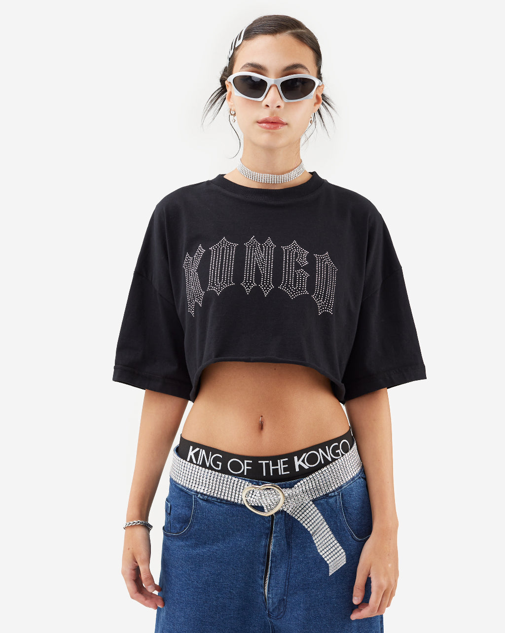 100% Cotton Round Neck Oversized Kongo Goth Crop Top T-Shirt- Gender Neutral
