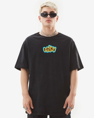 100% Cotton Round Neck Oversized MNKY Need Love Black T-Shirt- Gender Neutral