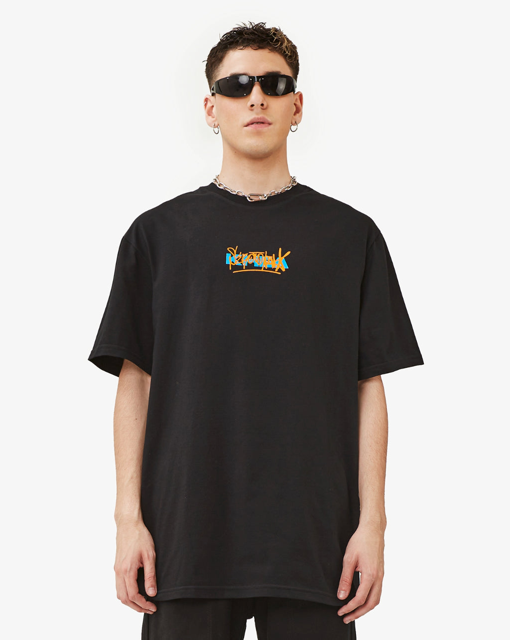 100% Cotton Round Neck Oversized Khea Black T-Shirt- Gender Neutral