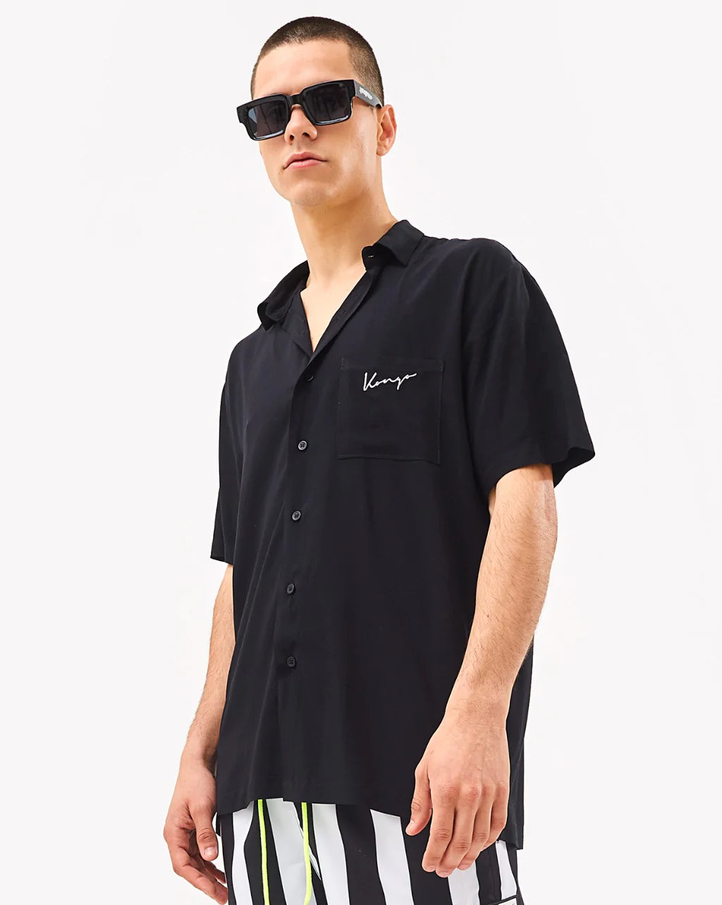 Lightweight half Sleeve Milan Black Shirt with one Pocket - gender neutral