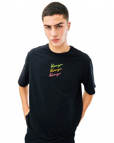 Thin cotton Oversized triple Essential black neon T-Shirt- Gender Neutral