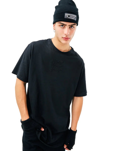 Thin cotton Oversized triple Essential black black T-Shirt- Gender Neutral