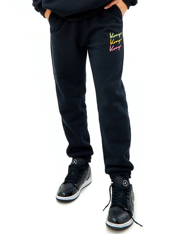 Regular Fit Heavy Cotton Triple Essential Black Neon Pants with Pockets - gender neutral